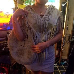 Real Leather..Womens poncho an matching purse